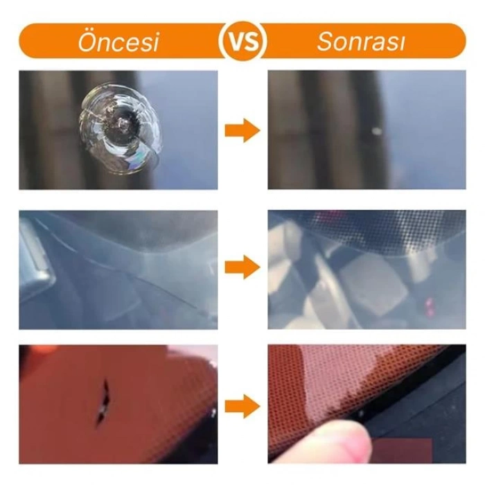 ÇOK SATAN Powermaster Pm-27103 Araç Ön Cam Kırık Çatlak Giderici Hızlı Tamir Kiti 3ml 5 Film