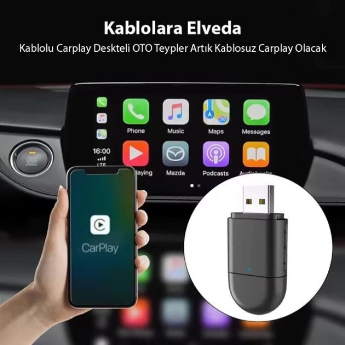 ÇOK SATAN Powermaster Pm-27447 Kablosuz Carplay - Android Auto Çevirici Dönüştürücü Adaptör İki Girişli Usb - Type-c
