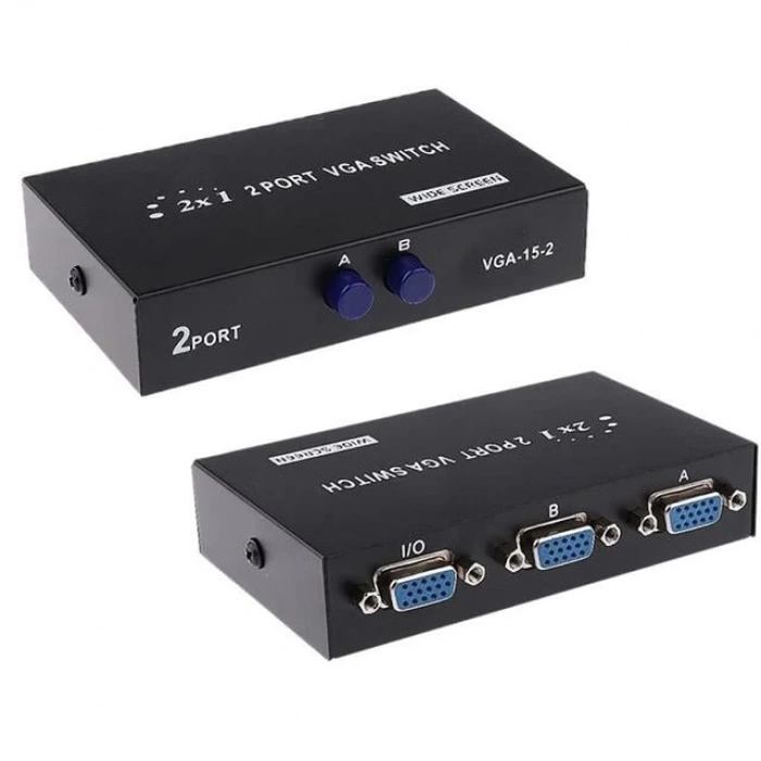 ÇOK SATAN Powermaster Pm-4263 2 Port Giriş 1 Çıkış Manuel Vga Splitter Toplayıcı Switch (2 Pc 1 Ekran)