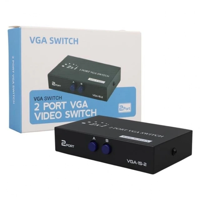ÇOK SATAN Powermaster Pm-4263 2 Port Giriş 1 Çıkış Manuel Vga Splitter Toplayıcı Switch (2 Pc 1 Ekran)