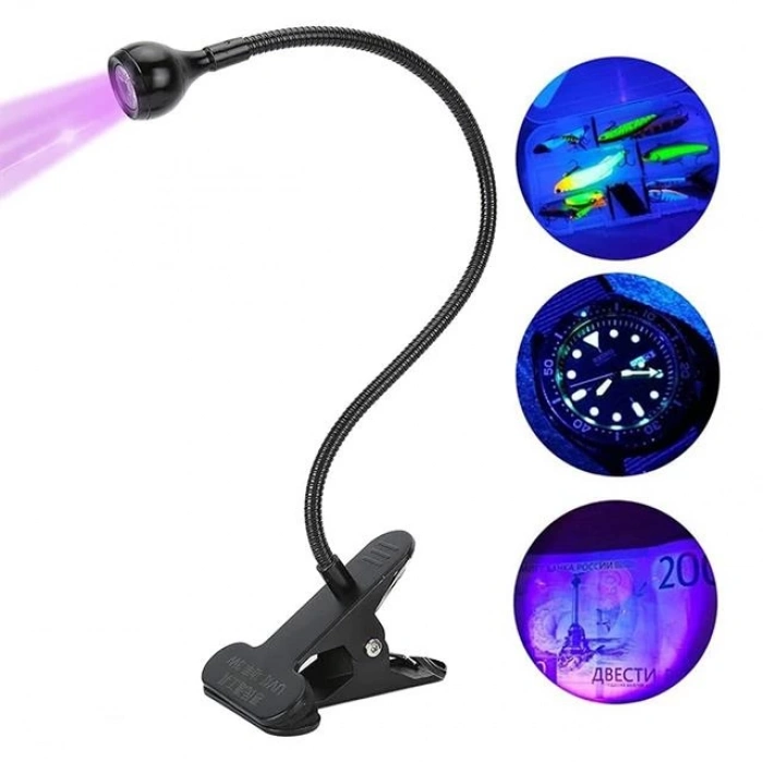 ÇOK SATAN Powermaster Uv Mor Işık Sahte Para Kontrol - Yapışkan Kurutma Lambası Esnek Masa Lambası 3 Watt