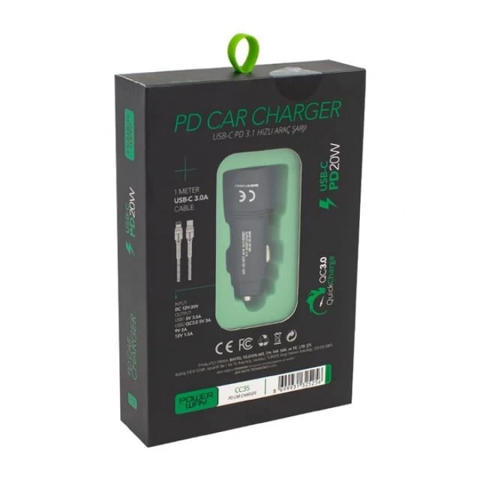 ÇOK SATAN Powerway Cc35 Yeni Nesil Usb-c (iphone To Type-c) Araç Şarj Seti (pd18w)
