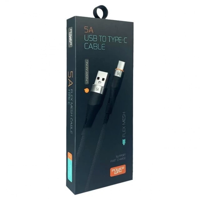 ÇOK SATAN Powerway Hc05 Örgülü 5 Amper Usb To Type- C 1 Metre Şarj Data Kablosu