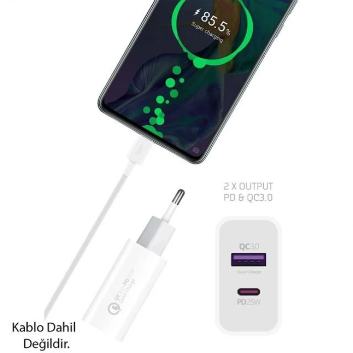 ÇOK SATAN Powerway Hw25 Usb 3.0 / Type-c 25w 3.0 A Hızlı Şarj Aleti Başlığı Pd25w