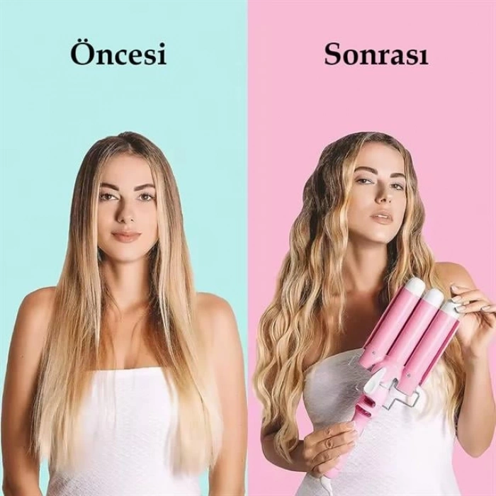 ÇOK SATAN Premio T-0042 Triple Su Dalgası Profesyonel Saç Şekillendirici Maşası