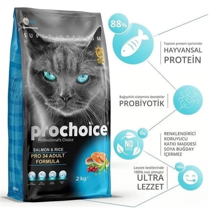 ÇOK SATAN Pro Choice Pro 34 Adult Somonlu Yetişkin Kedi Maması 15 Kg