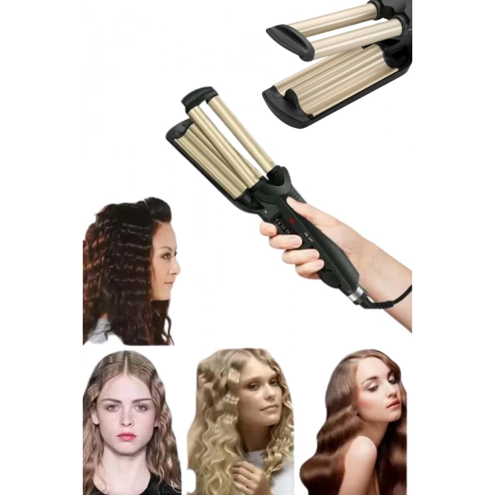 ÇOK SATAN Profesyonel Seramik Kaplama Saç Şekillendirici Wag Maşa Isı Ayarlı