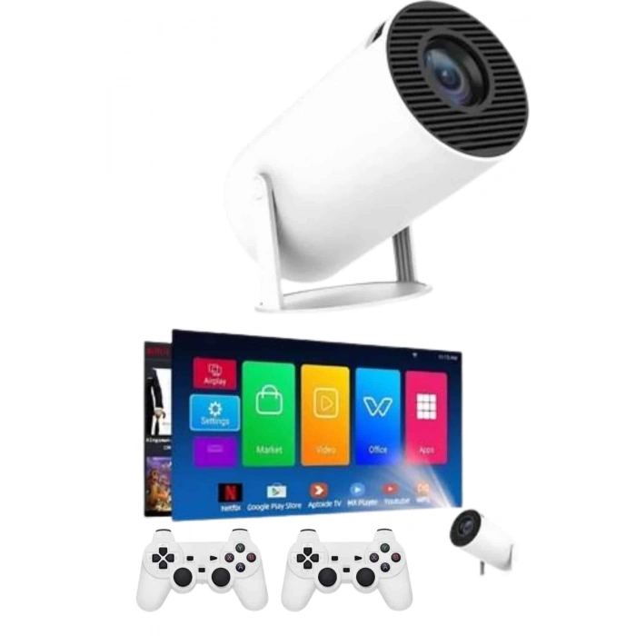 ÇOK SATAN Projeksiyon Cihazı Video Oyun Konsolu Projektör Taşınabilir Ayaklı Çift Kollu 4K Çözünürlüklü