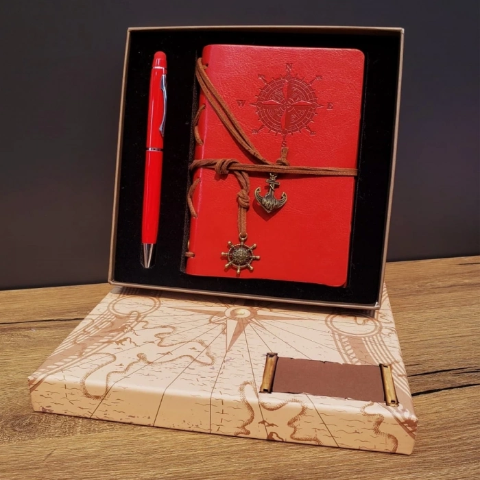 ÇOK SATAN Pusula Tasarım Deri Defter Ve Dokunmatik Kalem