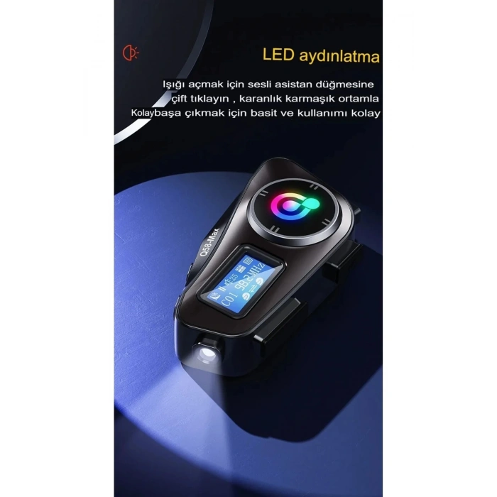 ÇOK SATAN Q58-max Radyolu 2 Kişi Bağlantılı Bluetooth Kask Kulaklık Ekranlı Fenerli Müzik Ve Telsiz Intercom