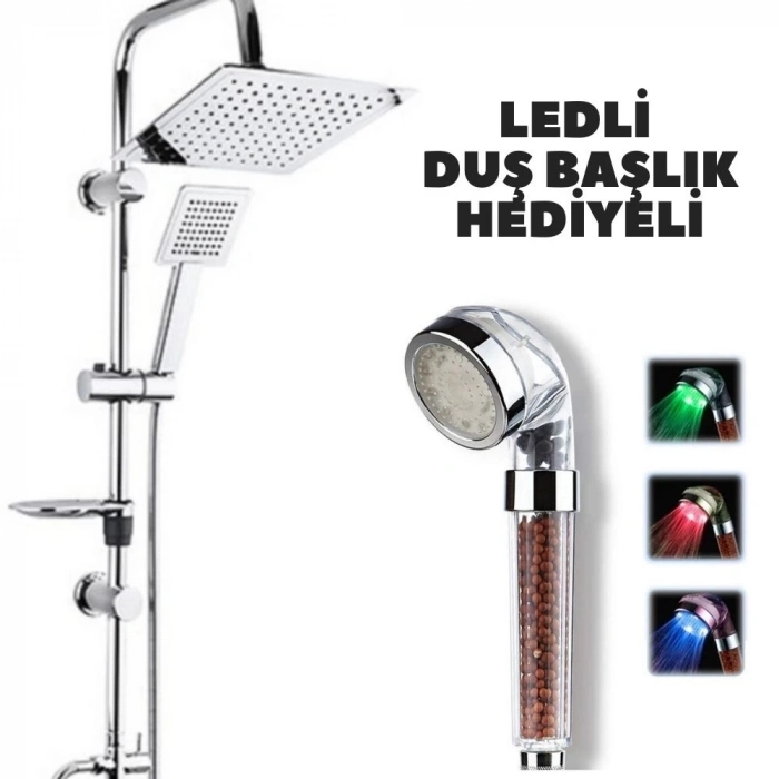 ÇOK SATAN Rain Duş Robotu Tepe Duş Seti Duş Başlığı Sistemi Ledli Duş Başlık Hediyeli