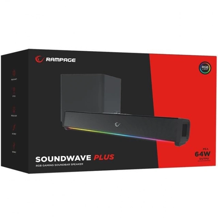 ÇOK SATAN Rampage Rm-1 Soundwave Plus Siyah 2x15 Watt+34 Watt Bt+usb+aux+tf Kartlı Gaming Soundbar
