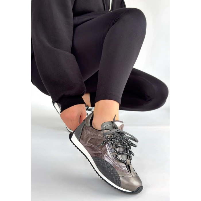 ÇOK SATAN Ranu Platin Cilt Paraşüt Detaylı Bağcıklı Spor Ayakkabı