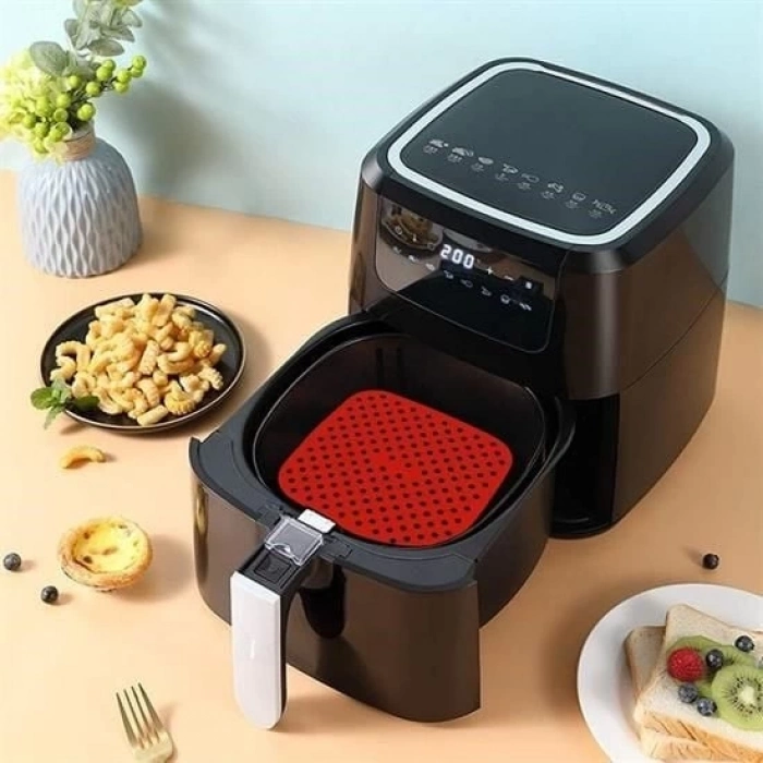 ÇOK SATAN Renkli Isıya Dayanıklı Yıkanılabilir Silikon Fırın Ve Airfryer Kare Pişirme Matı 21,5 Cm