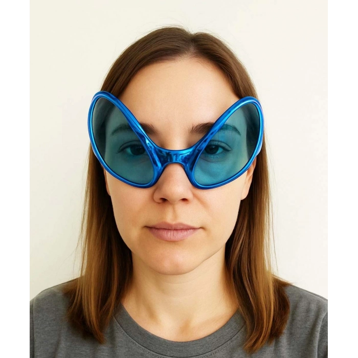 ÇOK SATAN Retro Gözlük - 80 li 90 lı Yıllar Parti Gözlüğü Mavi Renk 8x13 cm