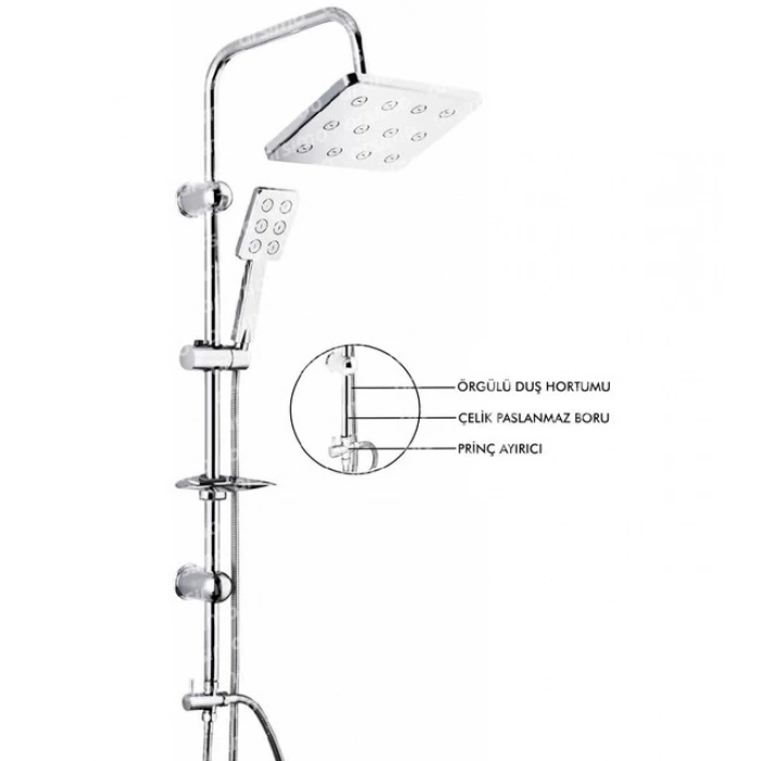 ÇOK SATAN Robot Duş Seti Krom Dikdörtgen Çok Fonksiyonlu Yağmur Robot Duş Sistemi