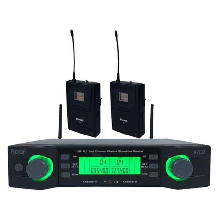 ÇOK SATAN Roof R-203 2 Yaka 2 Kanal Kablosuz Uhf Telsiz Mikrofon
