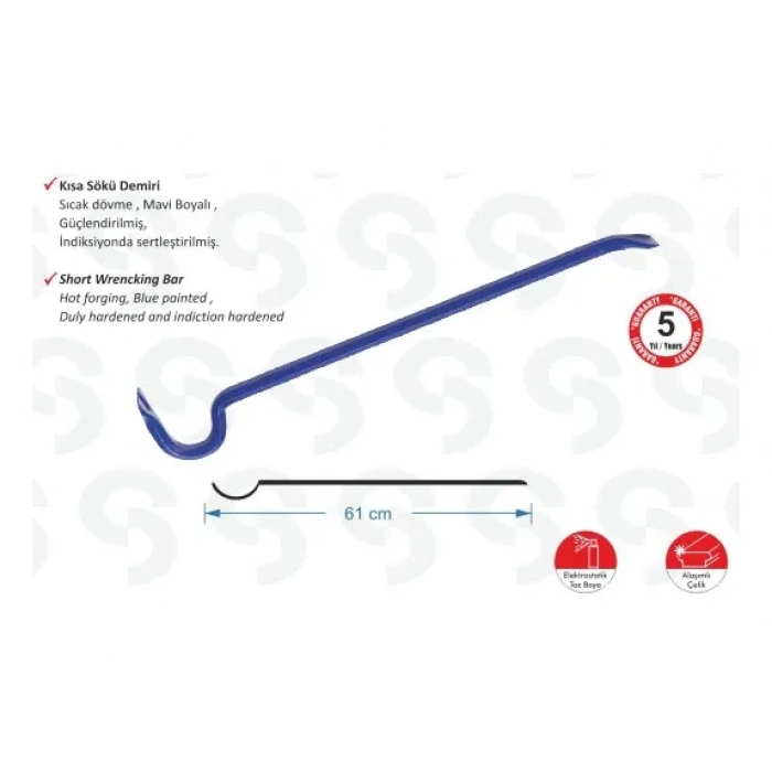 ÇOK SATAN Sait Demirci SK 6000 Kısa Sökü Demiri - 1200 gr, 61cm