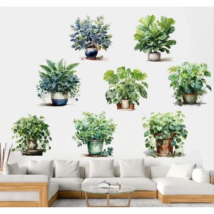 ÇOK SATAN Saksılı Çiçek Tasarımlı 8li Sticker MC-480A