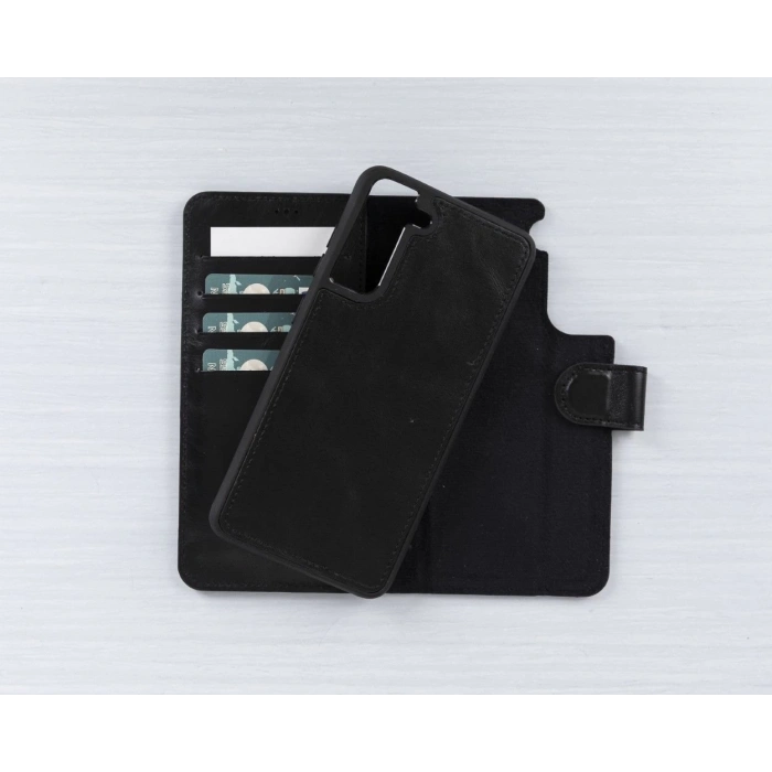 ÇOK SATAN Samsung Galaxy S21 FE Uyumlu Deri Cüzdanlı Kılıf RST1 Siyah