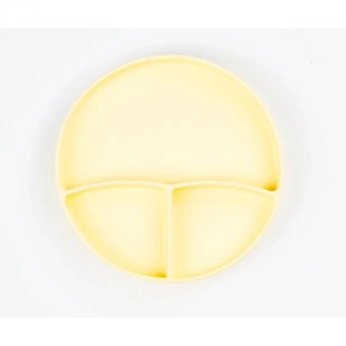 ÇOK SATAN Sarı 3’lü Silikon Yemek Seti – Önlük + Diş Kaşıyıcılı Kaşık + Vakumlu Tabak