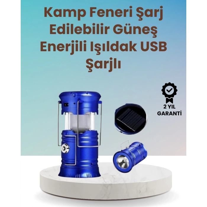 ÇOK SATAN Şarj Edilebilir Güneş Enerjili Kızaklı Kamp Feneri – USB Çıkışlı, Katlanabilir, Dayanıklı ve Çok Fonksiyonlu