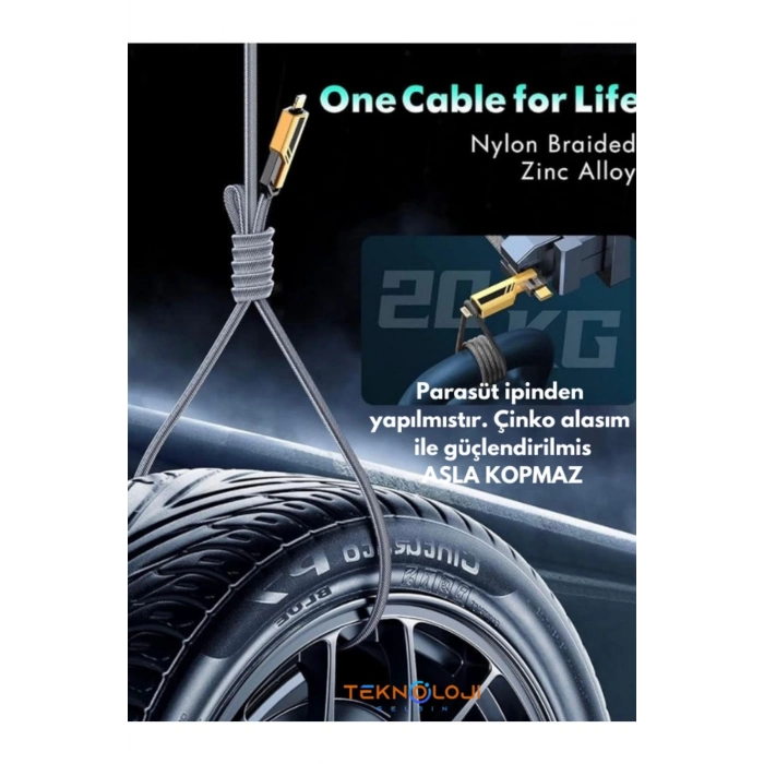 ÇOK SATAN Şarj Kablosu 27W ve 65W Hızlı Şarj Type-C Iphone Hepsi İle Uyumlu Paraşüt İpinden Kopmaz Kablo