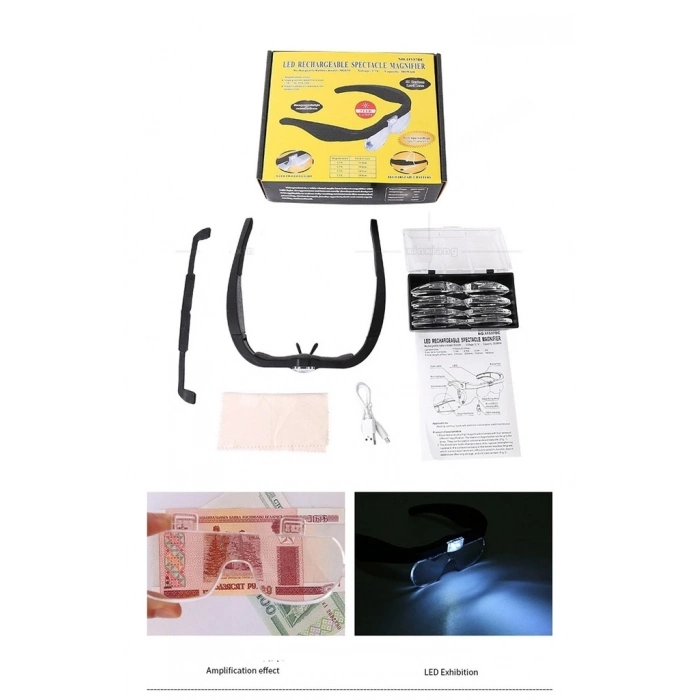 ÇOK SATAN Şarjlı Gözlük Büyüteç  4 Farklı Lens 11537dc