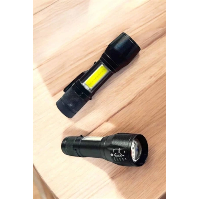 ÇOK SATAN Şarjlı Metal Zoomlu El Feneri Işıldak Led Işık Taşınabilir El Lambası