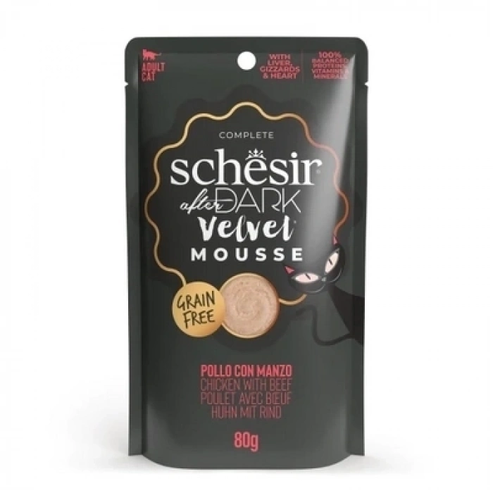 ÇOK SATAN Schesir After Dark Velvet Mousse Tavuklu ve Sığır Etli Yetişkin Kedi Yaş Maması 80 Gr