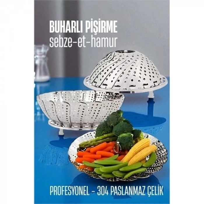 ÇOK SATAN Sebze Pişirme Sepeti - Buharda Pişirme Haşlama Aparatı Paslanmaz Çelik