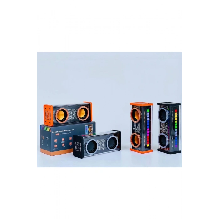 ÇOK SATAN Şeffaf Mecha Müzik Tws Stereo Rgb İşıklı Hoparlör Kablosuz Bluetooth 5.0 Taşınabilir Hoparlör V9