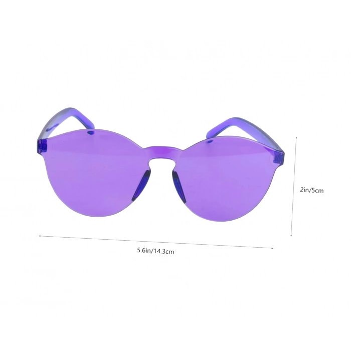 ÇOK SATAN Sert Mika Oval Şekilli Çerçevesiz Mor Gözlük Retro Parti 5x14 Cm