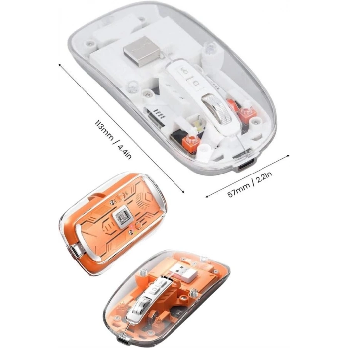 ÇOK SATAN Sessiz Tıklama Çift Modlu Bluetooth Ve Alıcı Şeffaf Mouse Fare