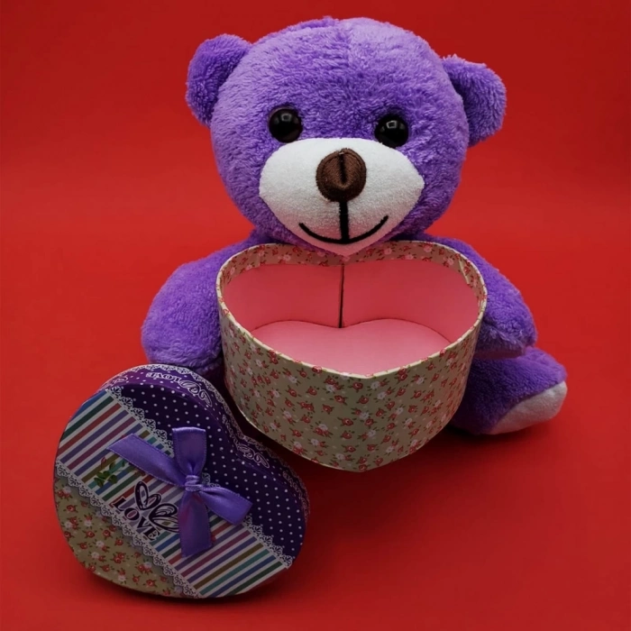 ÇOK SATAN Sevimli Kalp Kutulu Peluş Ayıcık