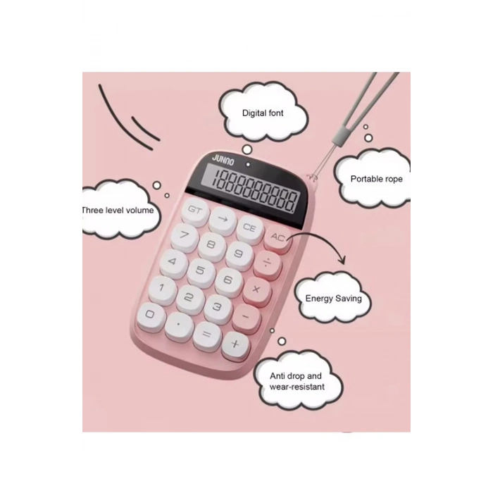 ÇOK SATAN Sevimli Kare Tuşlu 10 Haneli Ldc Ekran Hesap Makinası Pembe