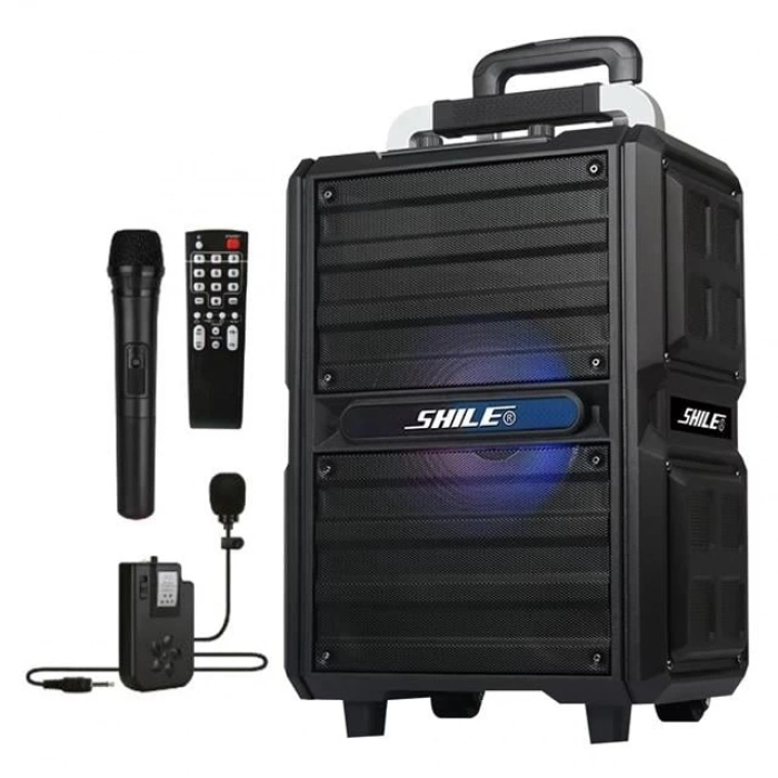 ÇOK SATAN Shile Sl-2017 50 Watt Taşınabilir Seyyar Aktif Amfi Hoparlör Kablosuz El + Yaka Mikrofonlu Usb+sd+bt Kumandalı