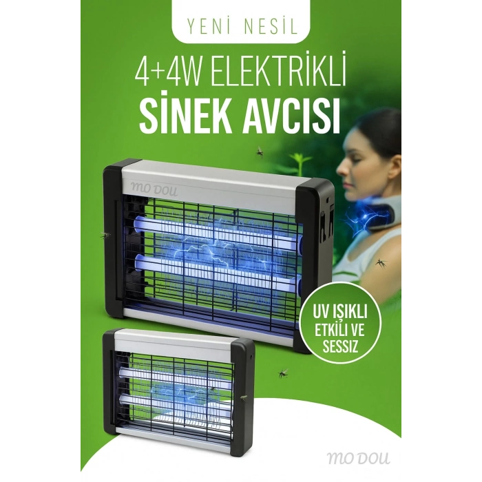 ÇOK SATAN Sinek Öldürücü 4+4W UV Işıklı Büyük Boy Elektrikli Sinek Avcısı Sessiz ve Etkili Böcek Öldürücü Ciha