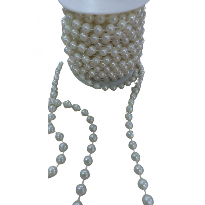 ÇOK SATAN Sıralı Yuvarlak İnci En 1 cm Krem 1 Metre