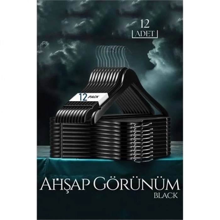 ÇOK SATAN Siyah Ahşap Görünüm 12 li Askı Seti Schönbuch Design