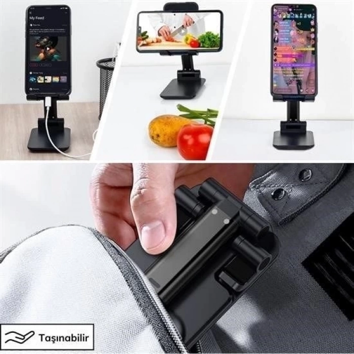 ÇOK SATAN Siyah Aynalı Cep Telefonu Sabitleyici Stand Katlanabilir Ayarlanabilir Telefon Standı