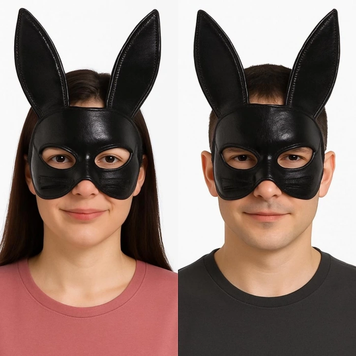 ÇOK SATAN Siyah Renk Kumaş Malzemeden İmal Eva Tavşan Maskesi 19x15 cm