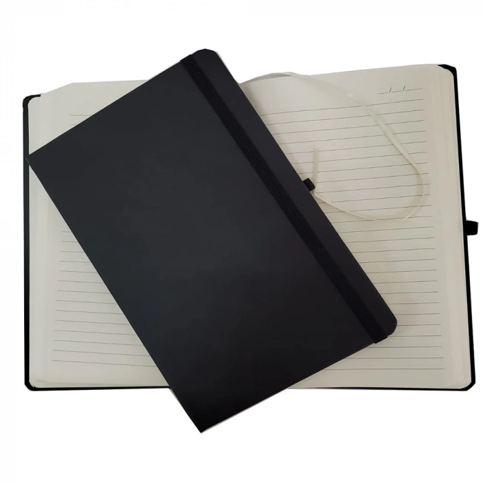 ÇOK SATAN Siyah Renk Termo Deri Çizgili Defter