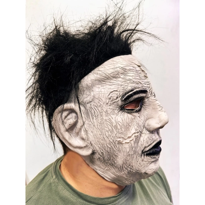 ÇOK SATAN Siyah Saçlı Michael Myers Lateks Yüze Tam Yapışan Et Maske Korku Maskesi