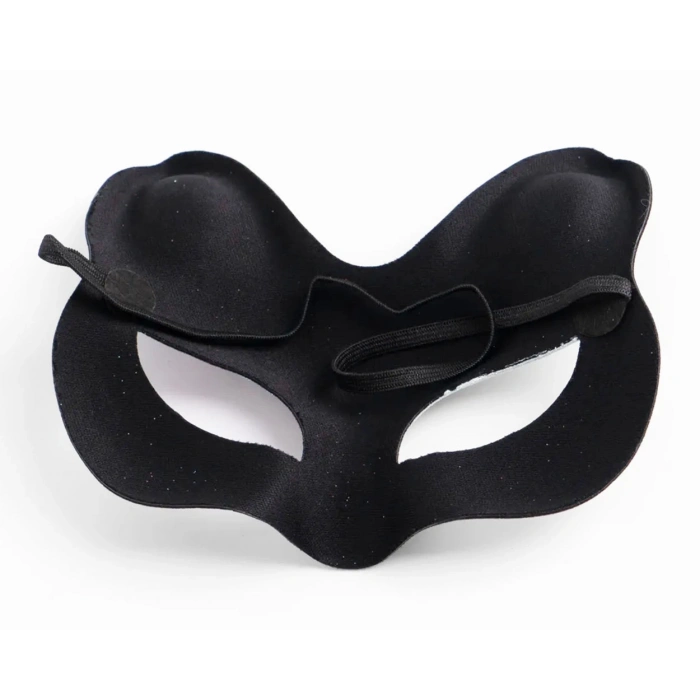 ÇOK SATAN Siyah Süet Kırmızı Sarı Simli Kedi Maskesi