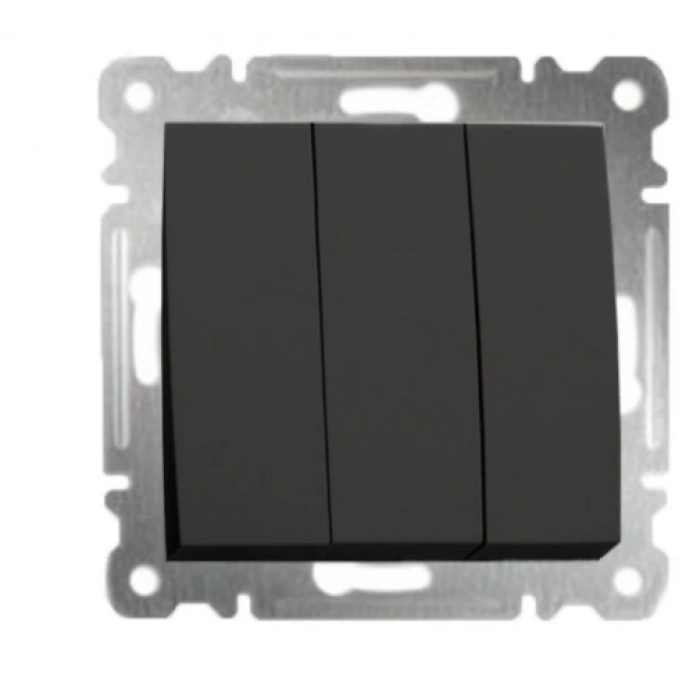 ÇOK SATAN Siyah Üçlü Anahtar Parlak Çerçevesiz - Priz ve Anahtar İçin Uyumlu Çerçeve