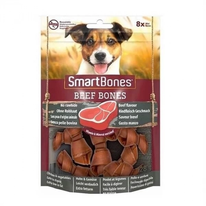 ÇOK SATAN Smart Bones Sığır Etli Mini Düğüm Kemik Köpek Ödül Maması 8 Li 128 Gr