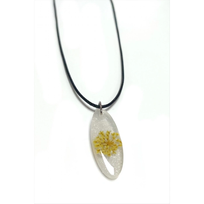 ÇOK SATAN Sultanotu Çiçeği Oval Epoksi Kolye