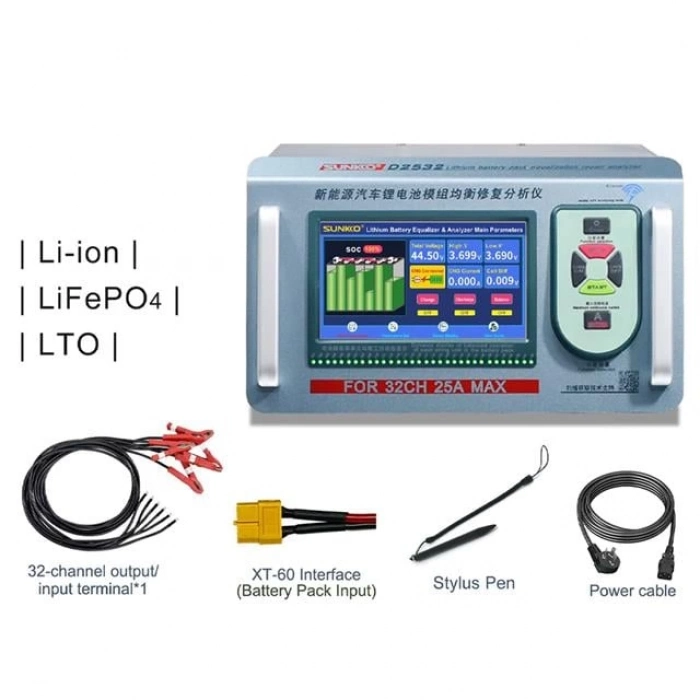 ÇOK SATAN Sunkko D2532 Elektrikli Araç Lityum Batarya Akü Modülü Dengeleyici - Test Cihazı Analizörü