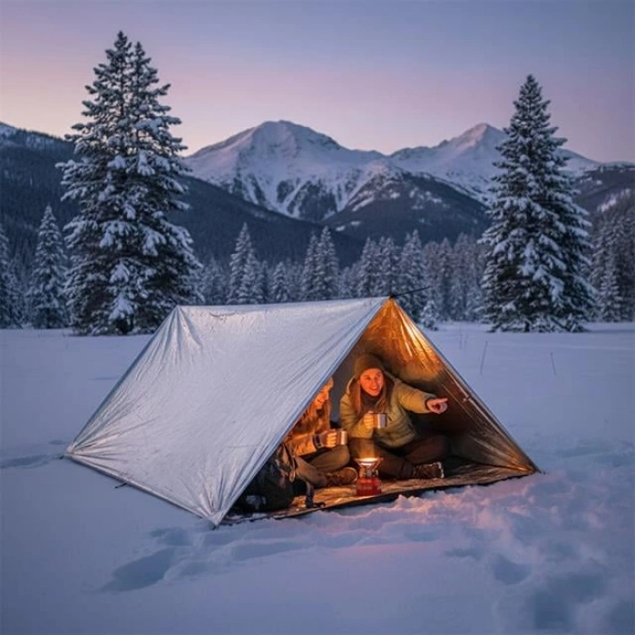 Sunup Sn-29181 Soğuk Sıcak Tutan Çift Taraflı Gümüş Acil Durum Battaniyesi (130x210cm)